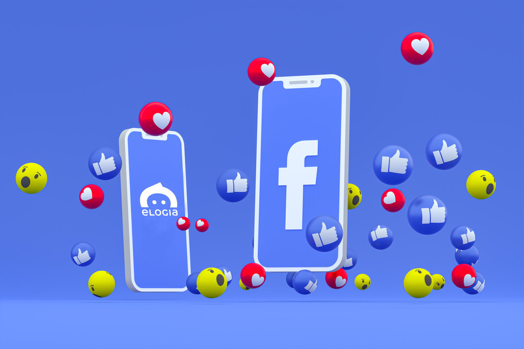 Facebook symbol on screen smartphone or mobile and facebook reactions love,wow,like emoji 3d render